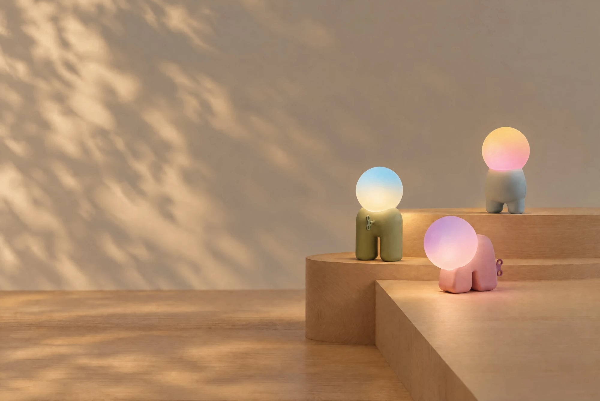 Arvin, Puppy and Teddy with colorful light